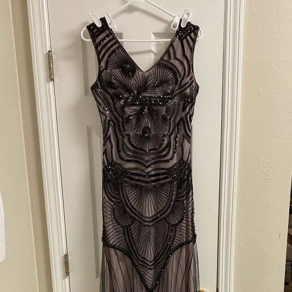 Beaded floor length Gatsby inspired dress